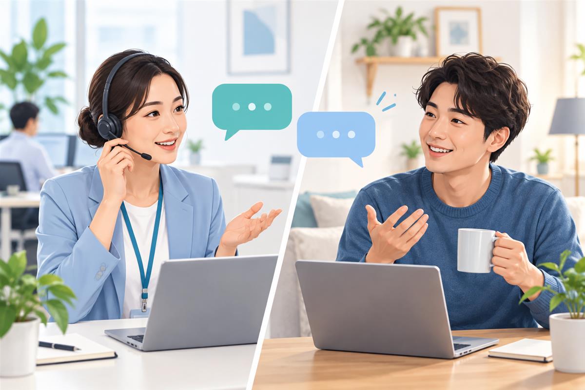 客服与客户用简短问句确认咨询需求的场景示意